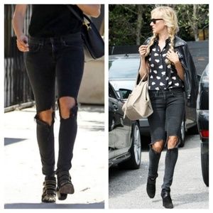 RAG & BONE 26 Skinny Rock Holes Busted Knee Jeans